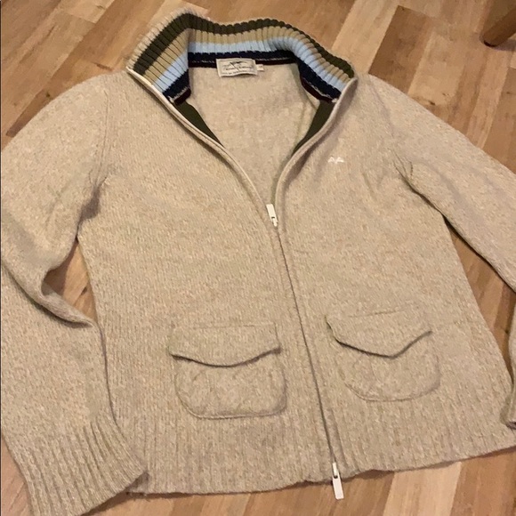 Burberry Thomas Burberry zip up sweater wool sz L - Picture 2 of 6